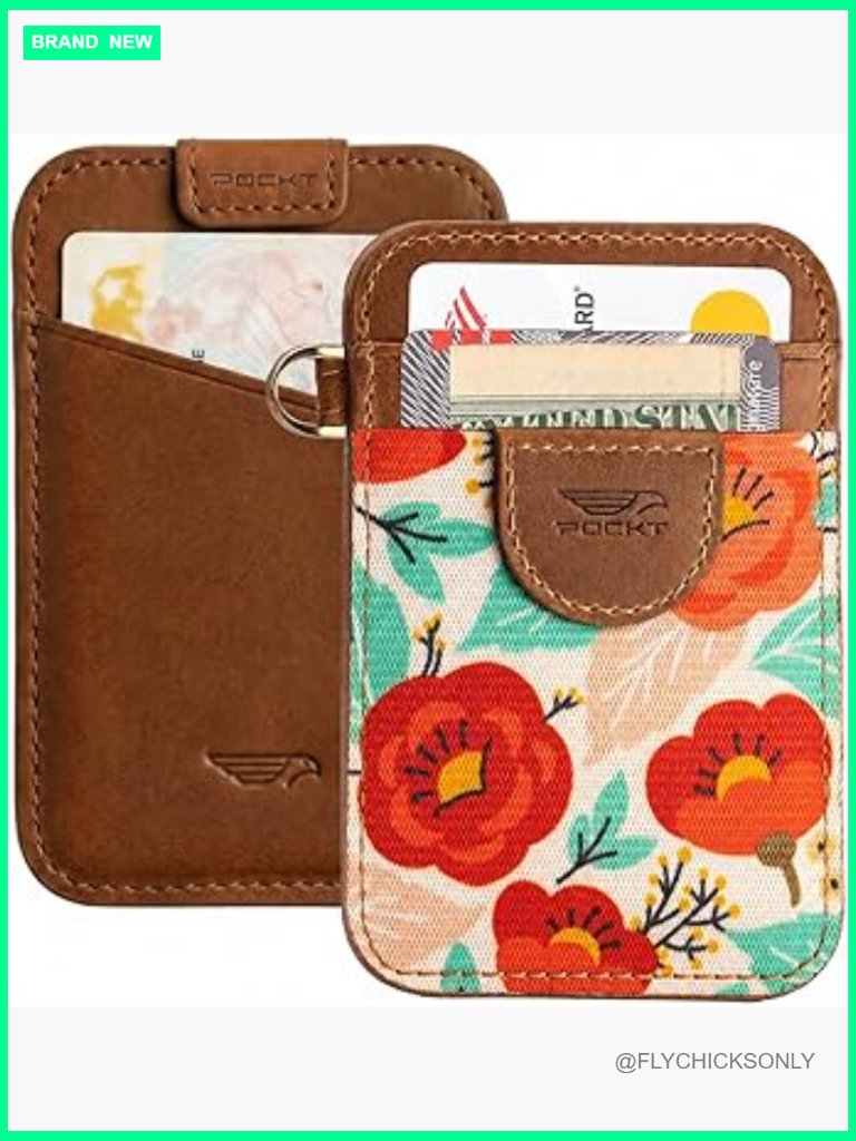 Slim Rfid Wallet Card Holder With Keychain - Thin Minimalist Genuine Leather